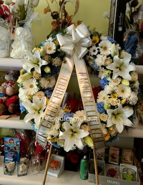 Corona funebre tonalità rosa